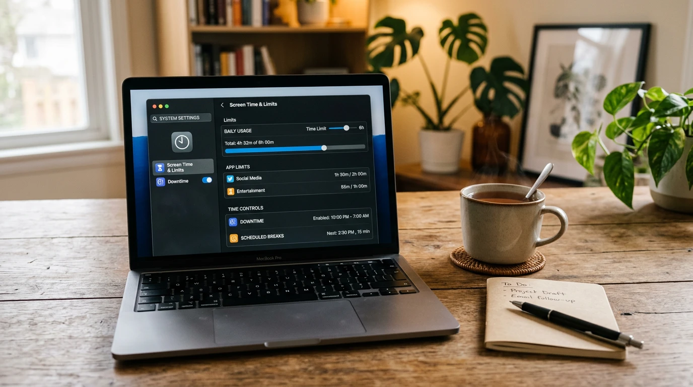 Pantalla de un ordenador portátil mostrando opciones de autolímites y autoexclusión de una cuenta de apuestas